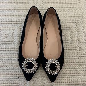 J Crew black suede pointy toe flats